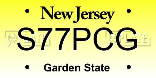 S77PCG New Jersey License Plate