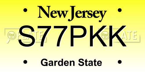 S77PKK New Jersey License Plate