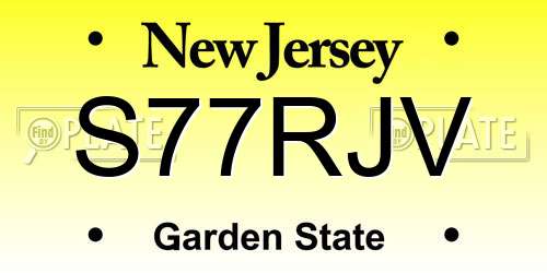 S77RJV New Jersey License Plate