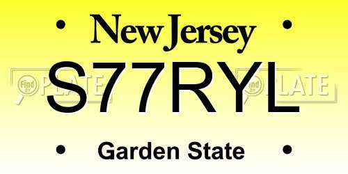 S77RYL New Jersey License Plate