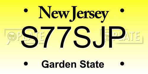 S77SJP New Jersey License Plate