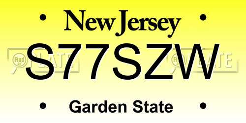 S77SZW New Jersey License Plate