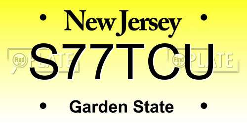 S77TCU New Jersey License Plate