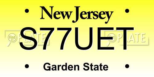 S77UET New Jersey License Plate