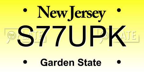 S77UPK New Jersey License Plate