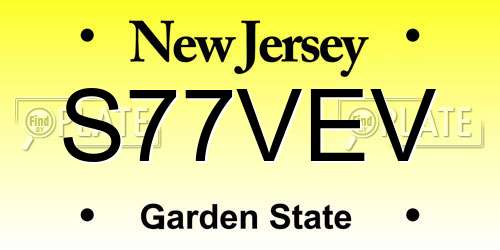 S77VEV New Jersey License Plate