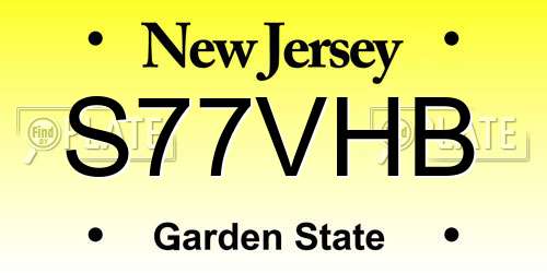S77VHB New Jersey License Plate