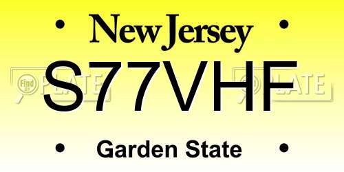 S77VHF New Jersey License Plate