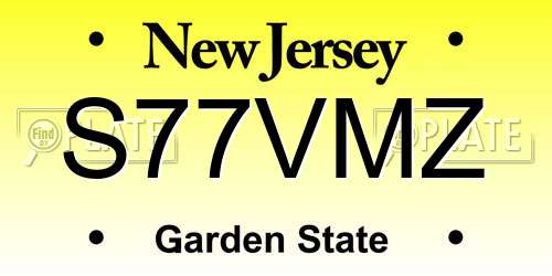 S77VMZ New Jersey License Plate