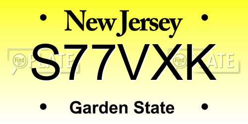 S77VXK New Jersey License Plate