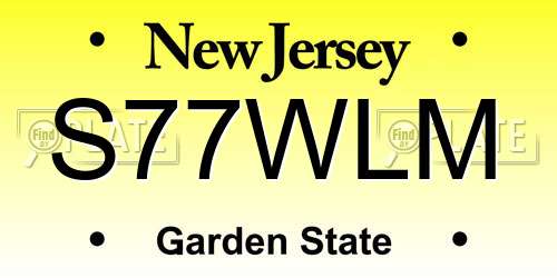 S77WLM New Jersey License Plate