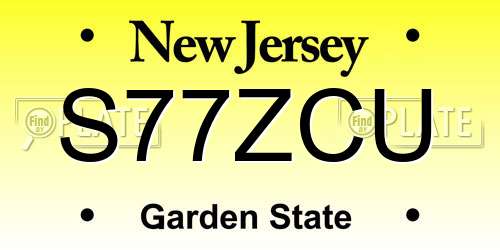S77ZCU New Jersey License Plate
