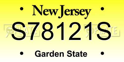 S78121S New Jersey License Plate