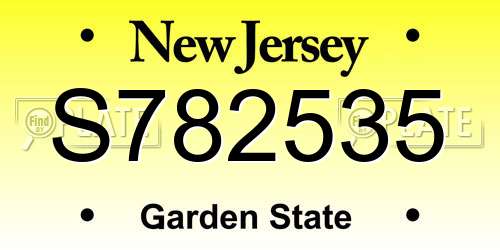 S782535 New Jersey License Plate