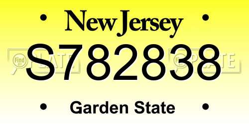 S782838 New Jersey License Plate