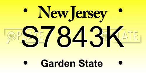 S7843K New Jersey License Plate
