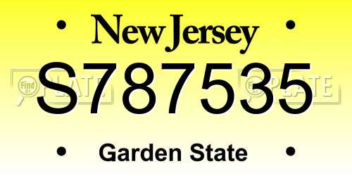 S787535 New Jersey License Plate