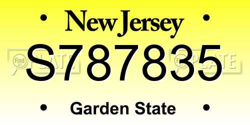 S787835 New Jersey License Plate