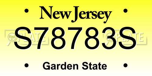 S78783S New Jersey License Plate