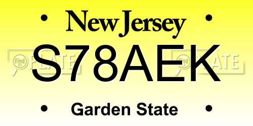 S78AEK New Jersey License Plate