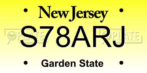 S78ARJ New Jersey License Plate