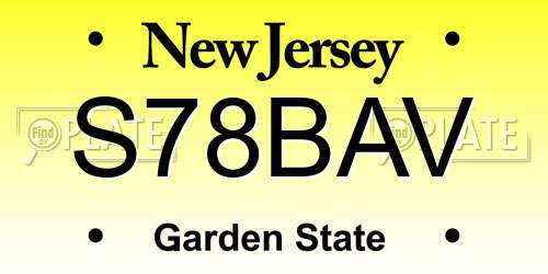 S78BAV New Jersey License Plate