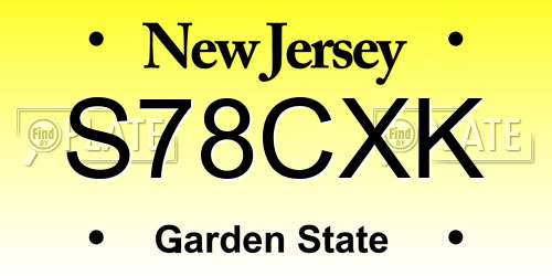 S78CXK New Jersey License Plate