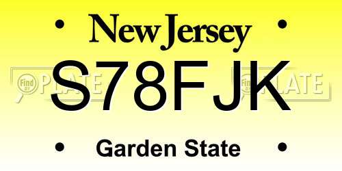 S78FJK New Jersey License Plate