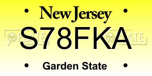 S78FKA New Jersey License Plate