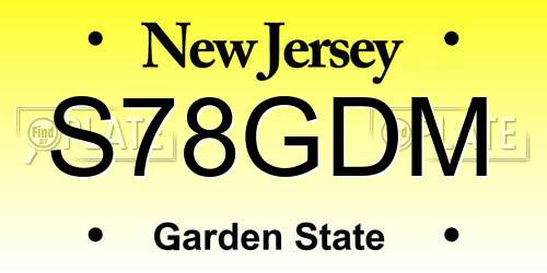S78GDM New Jersey License Plate