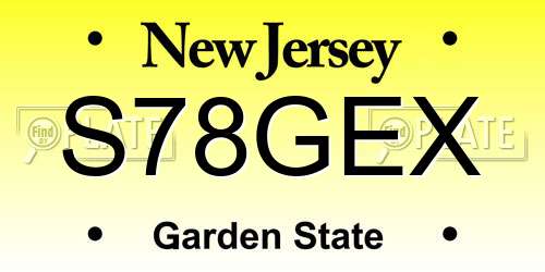 S78GEX New Jersey License Plate