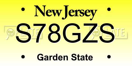S78GZS New Jersey License Plate