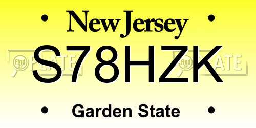 S78HZK New Jersey License Plate
