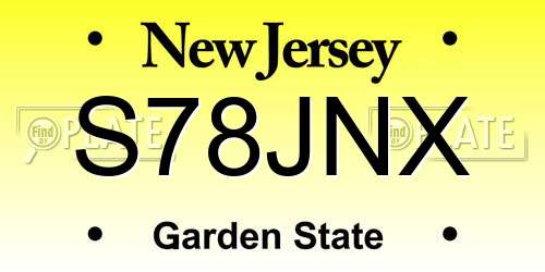 S78JNX New Jersey License Plate