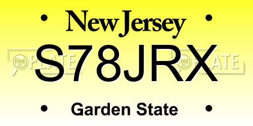 S78JRX New Jersey License Plate