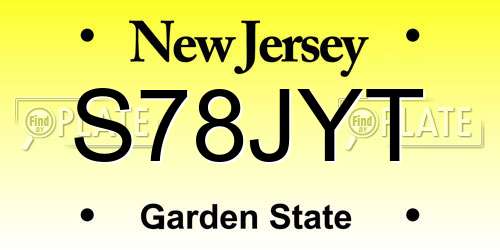S78JYT New Jersey License Plate