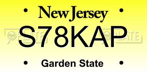 S78KAP New Jersey License Plate