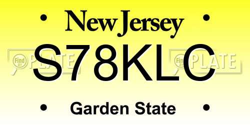 S78KLC New Jersey License Plate