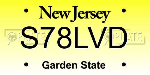 S78LVD New Jersey License Plate