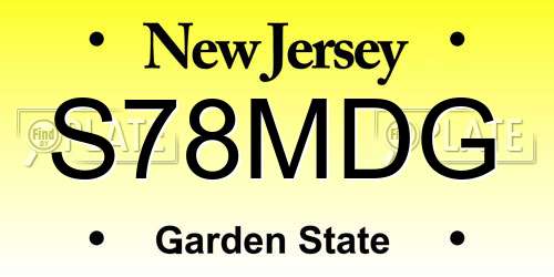 S78MDG New Jersey License Plate
