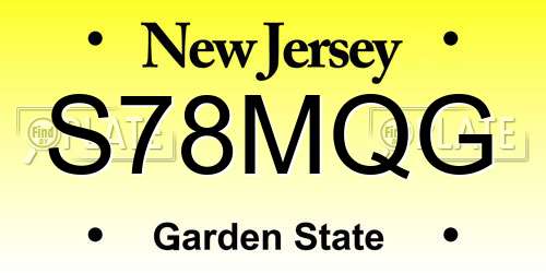 S78MQG New Jersey License Plate