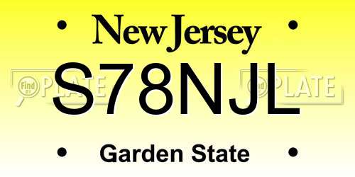 S78NJL New Jersey License Plate