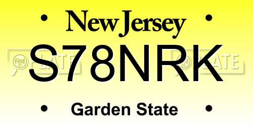 S78NRK New Jersey License Plate