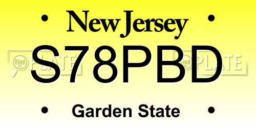 S78PBD New Jersey License Plate