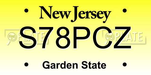S78PCZ New Jersey License Plate