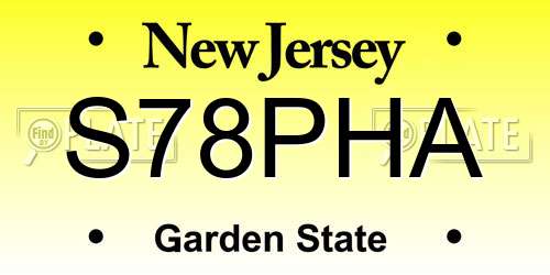 S78PHA New Jersey License Plate