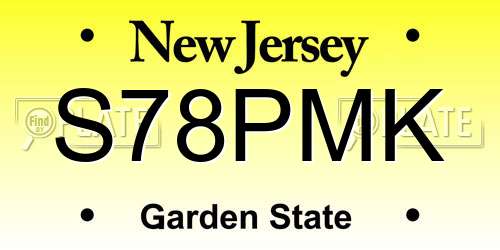 S78PMK New Jersey License Plate