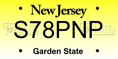 S78PNP New Jersey License Plate