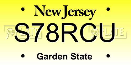 S78RCU New Jersey License Plate