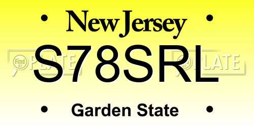 S78SRL New Jersey License Plate